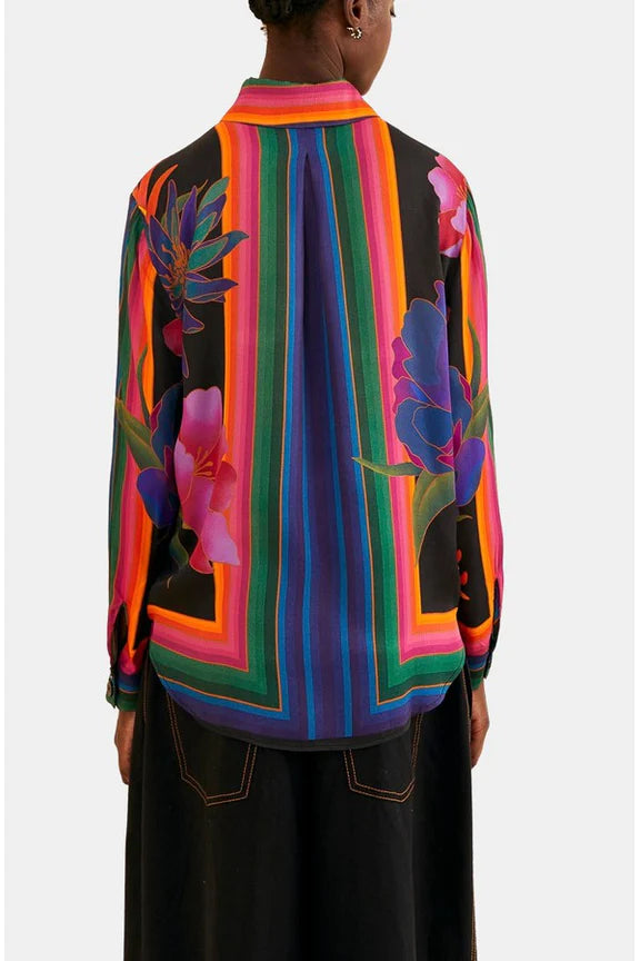 Flower Season Black Scarf Shirt