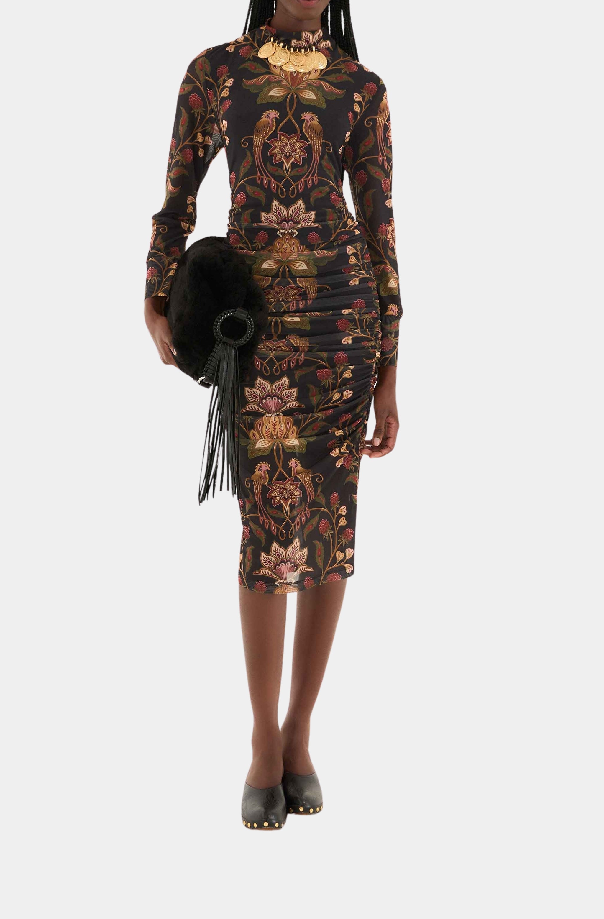 Berry Garden Black Tulle Midi Dress