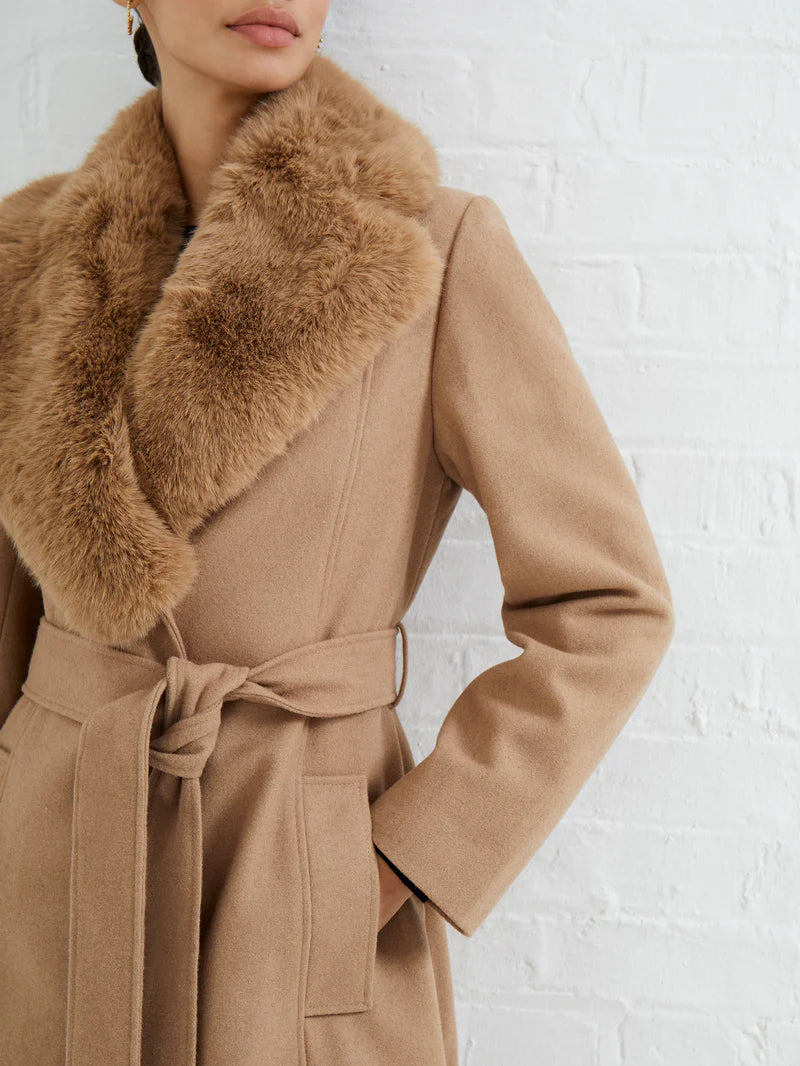 Favan Felt Faux Fur Long Coat