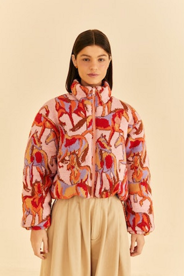 Wild Horses Rose Tricot Reversible Puffer Jacket