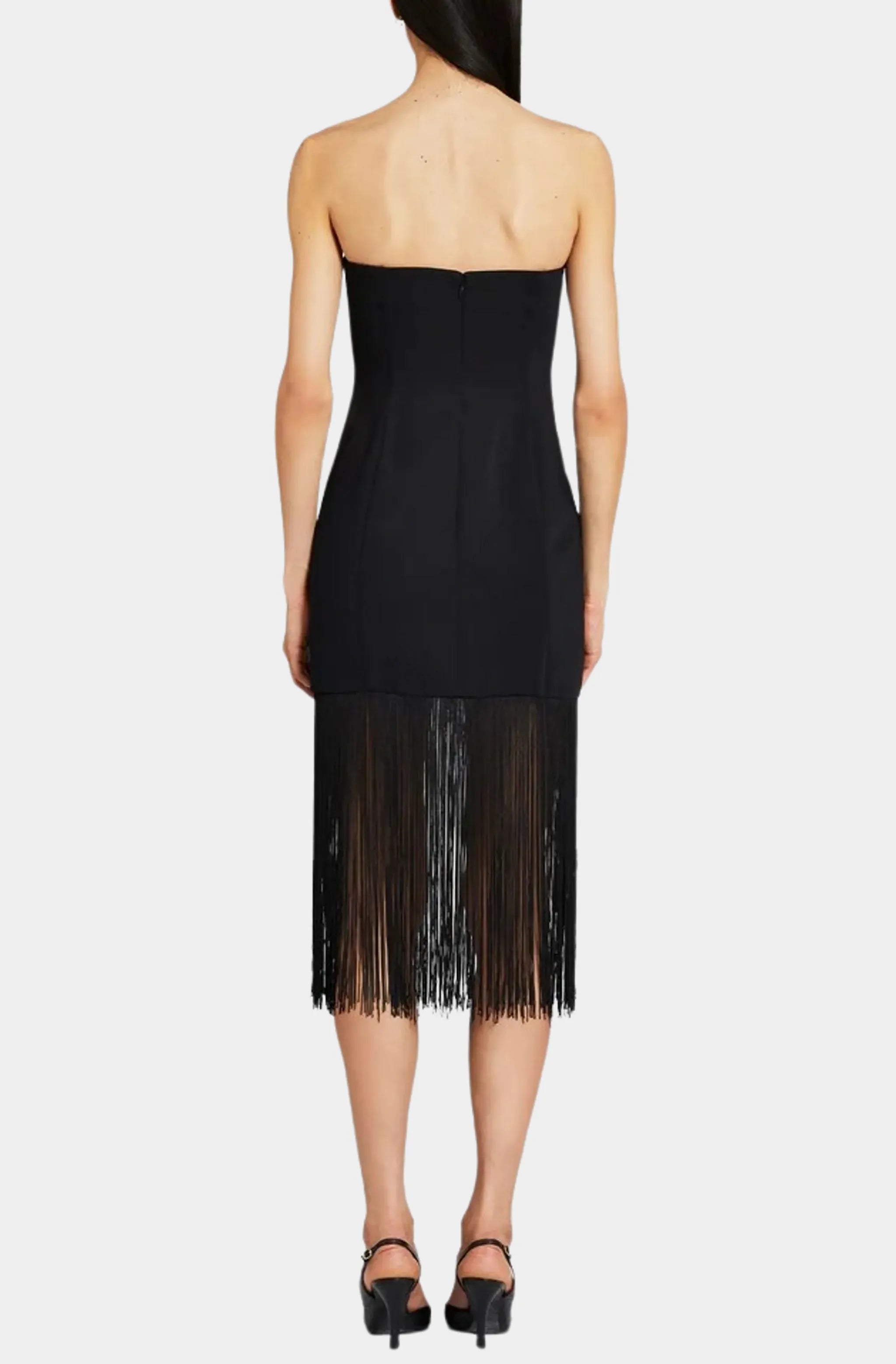 Strapless Puzzle Dress with Fringe