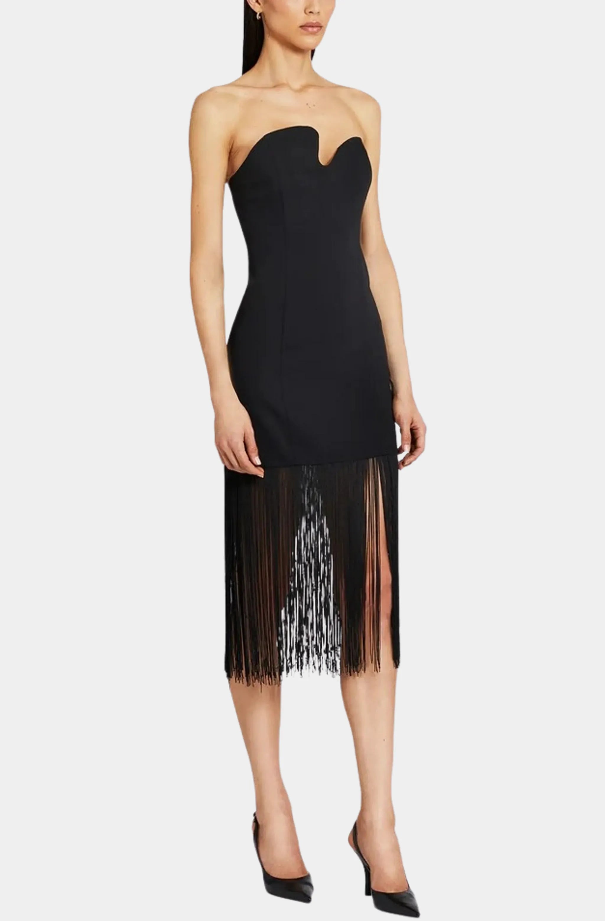 Strapless Puzzle Dress with Fringe