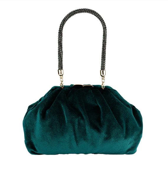 Caitlin Velvet Crystal Handle Bag