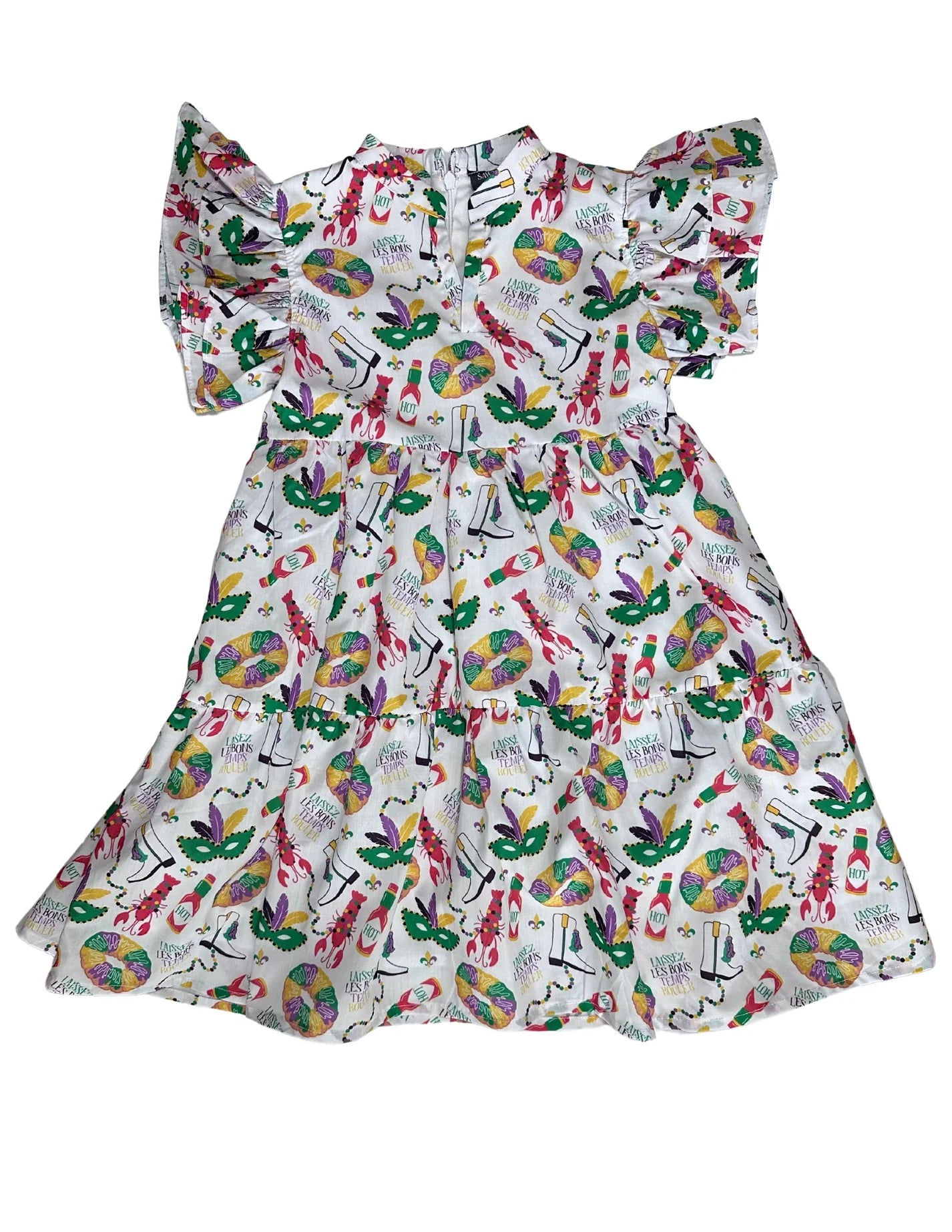 Mardi Gras Toddler Girl V-Neck Dress
