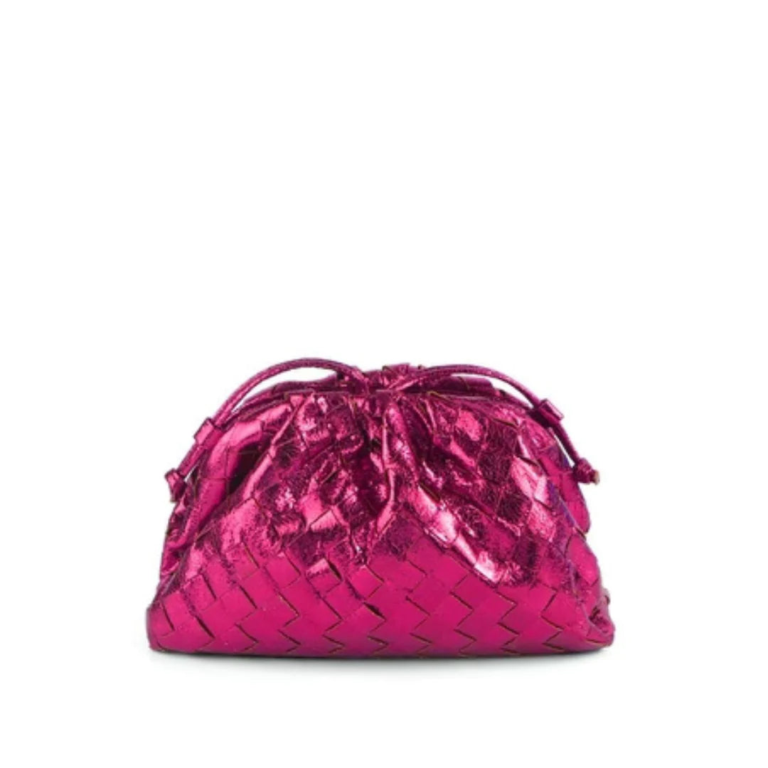 Woven Cloud Clutch Metallic