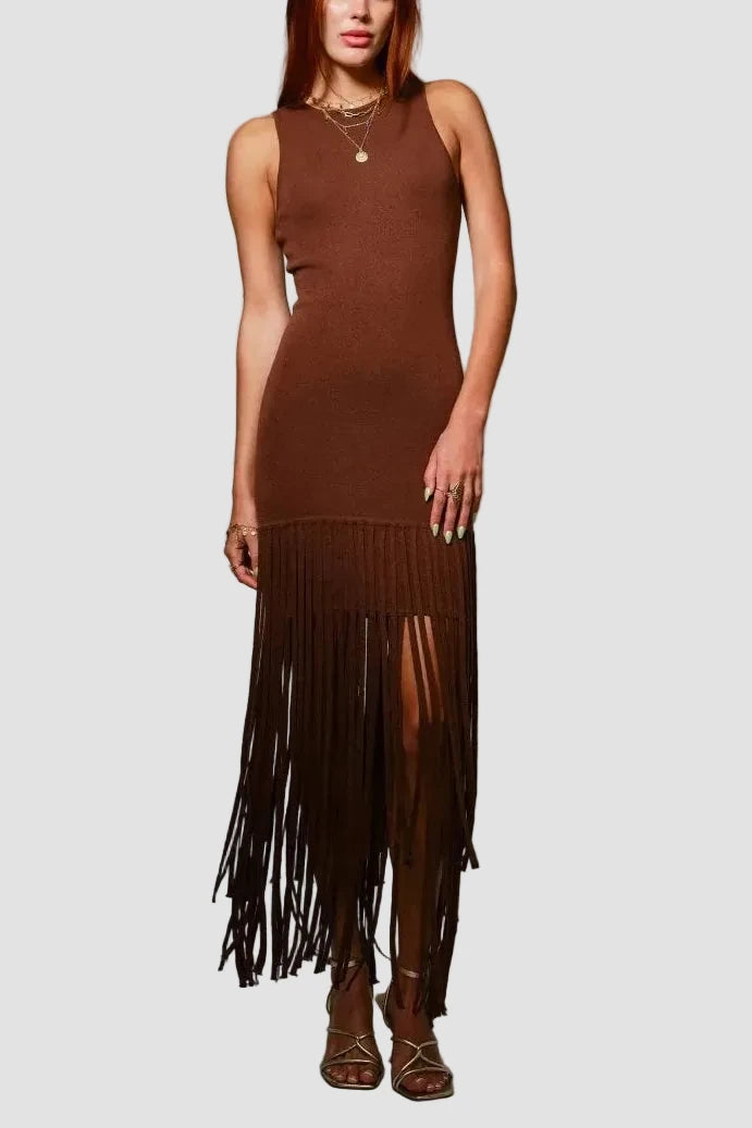 Western Fringe Maxi Dress