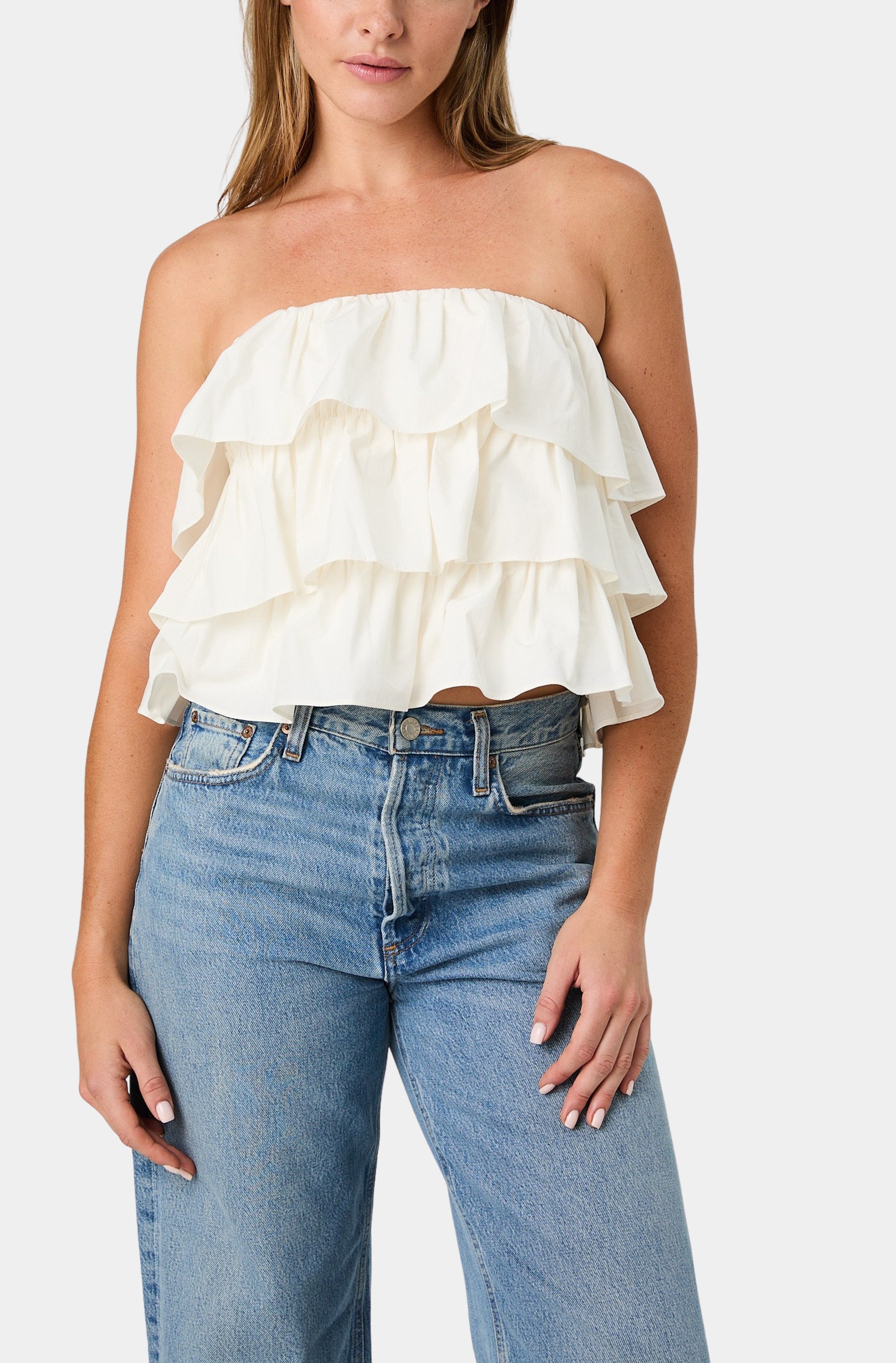 Aimee Cotton Strapless Top