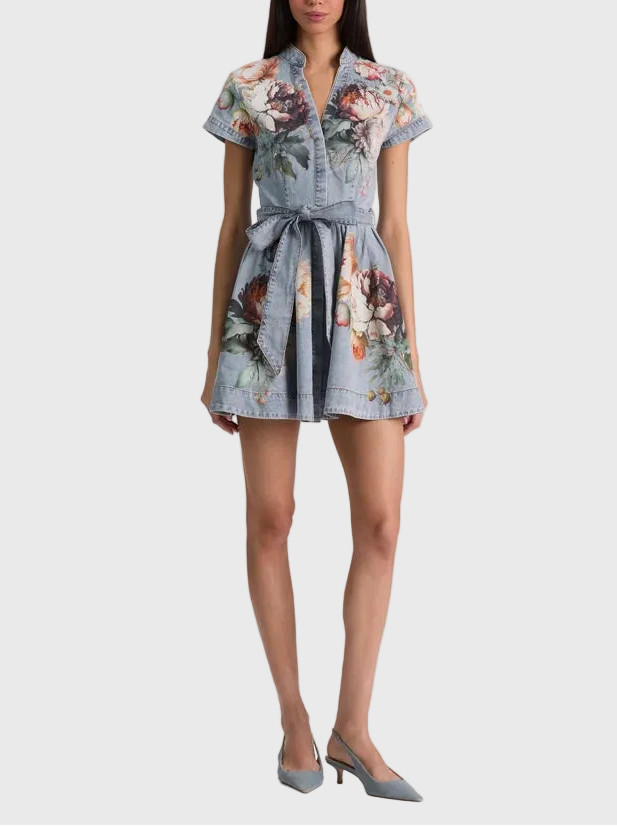 denim shirt dress with tie belt Wrangler Women's Long Sleeve Western Denim Skirt Dress