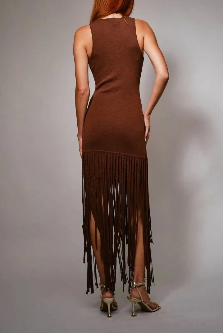 Western Fringe Maxi Dress