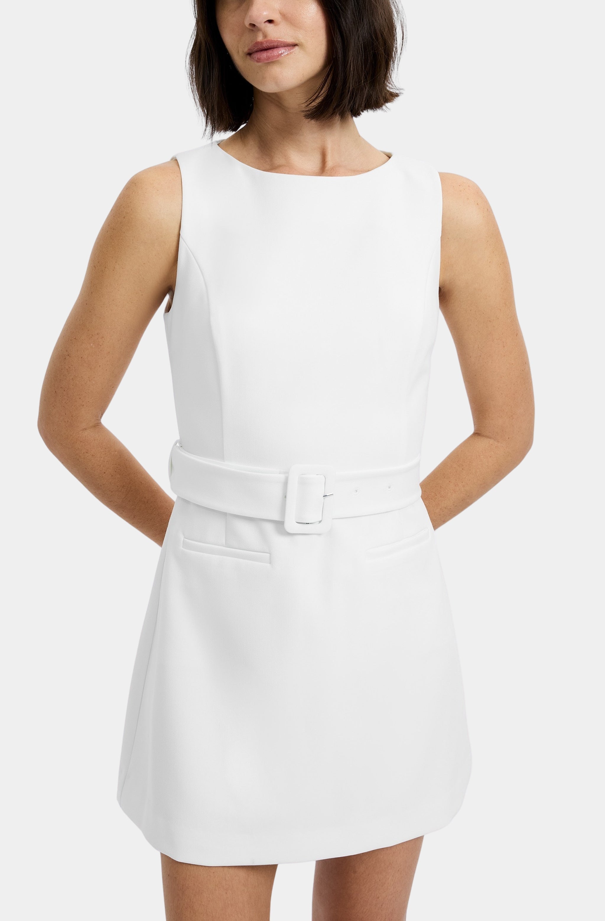Azra Twill Belted Mini Dress