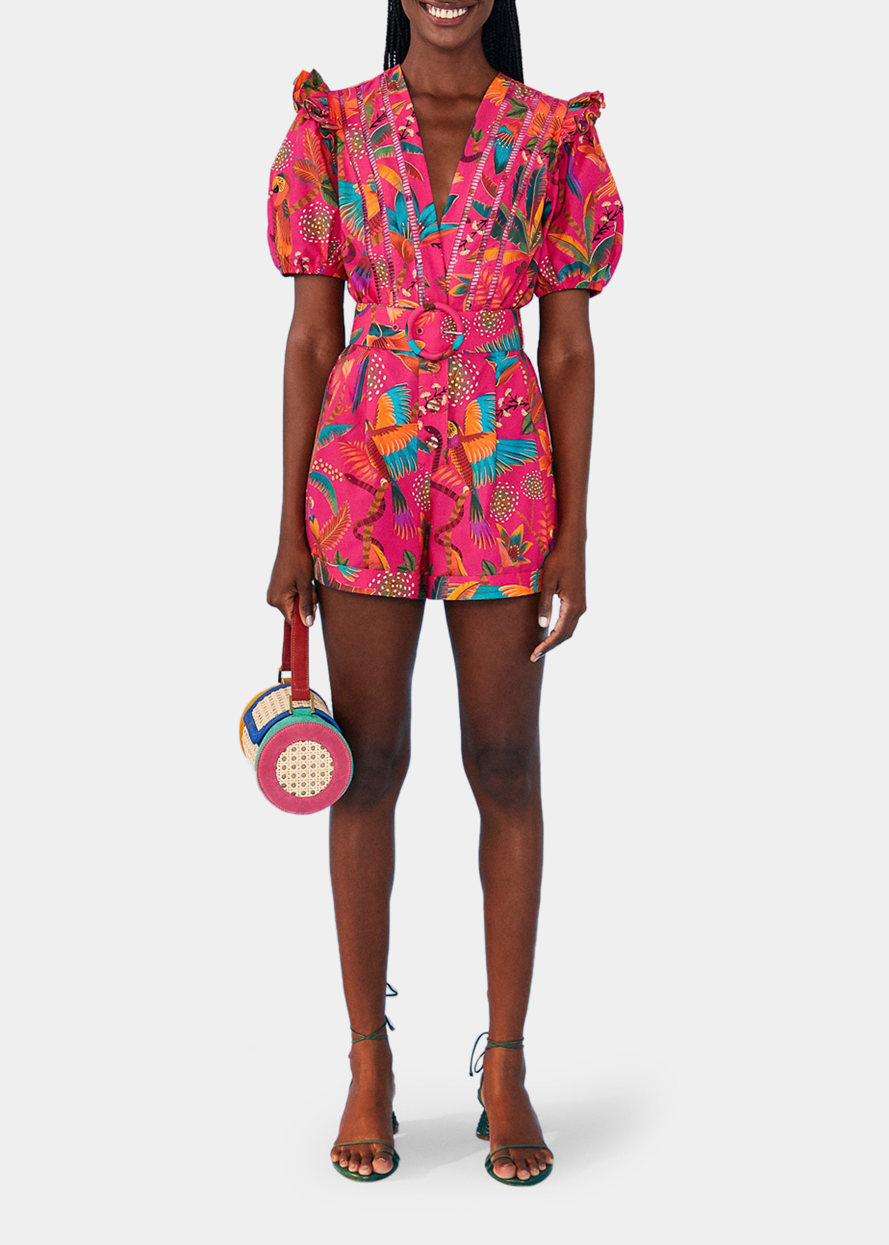Macaw Party Pink Romper