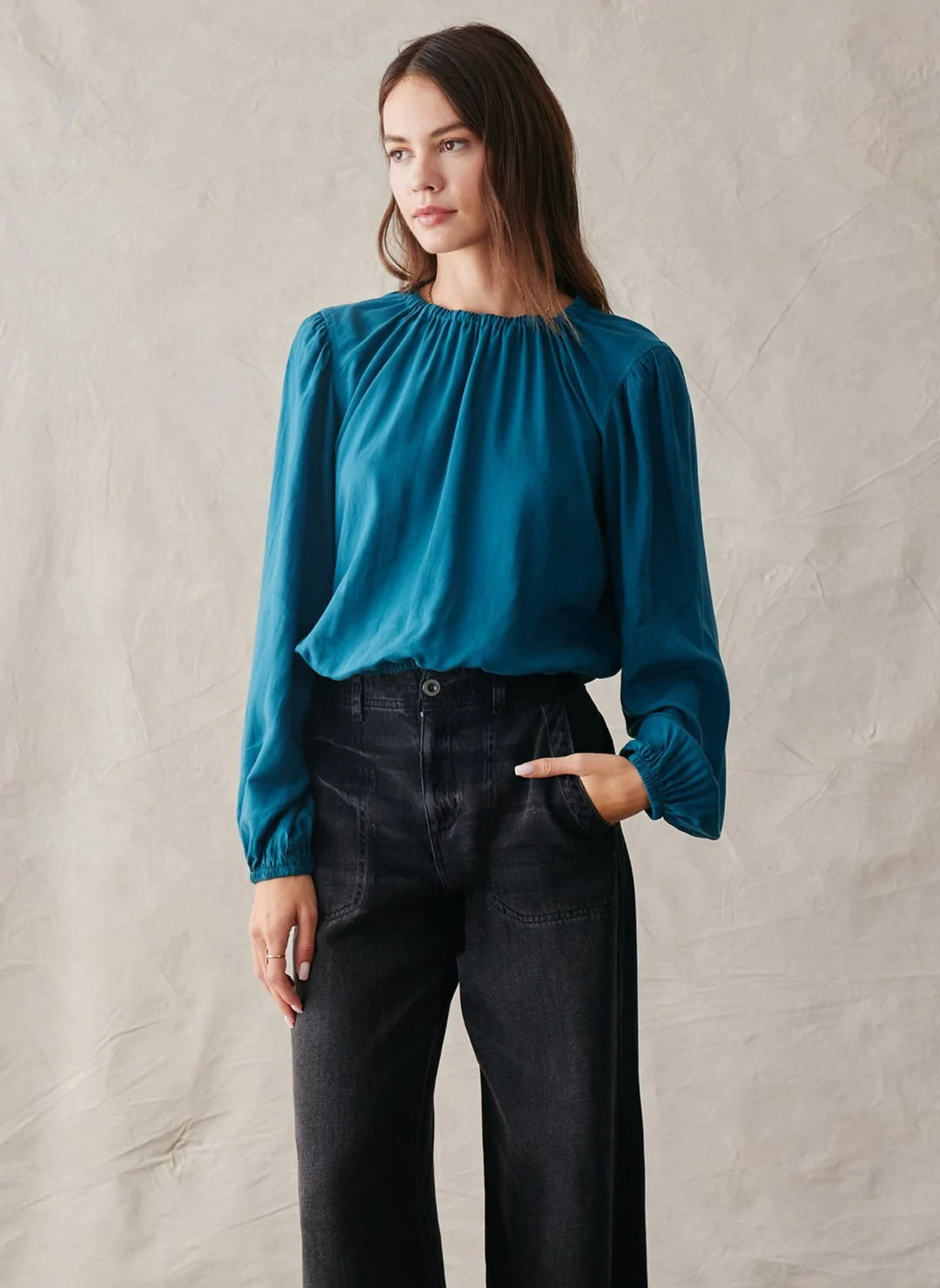 Cassia Elastic Shirred Top