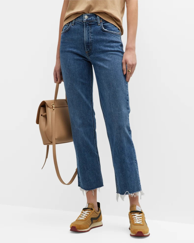 Kye High Rise Straight Cropped Jeans