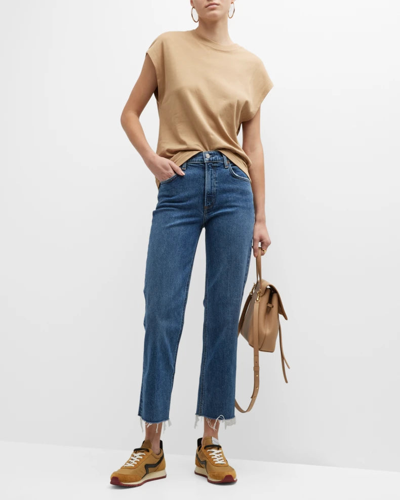 Kye High Rise Straight Cropped Jeans