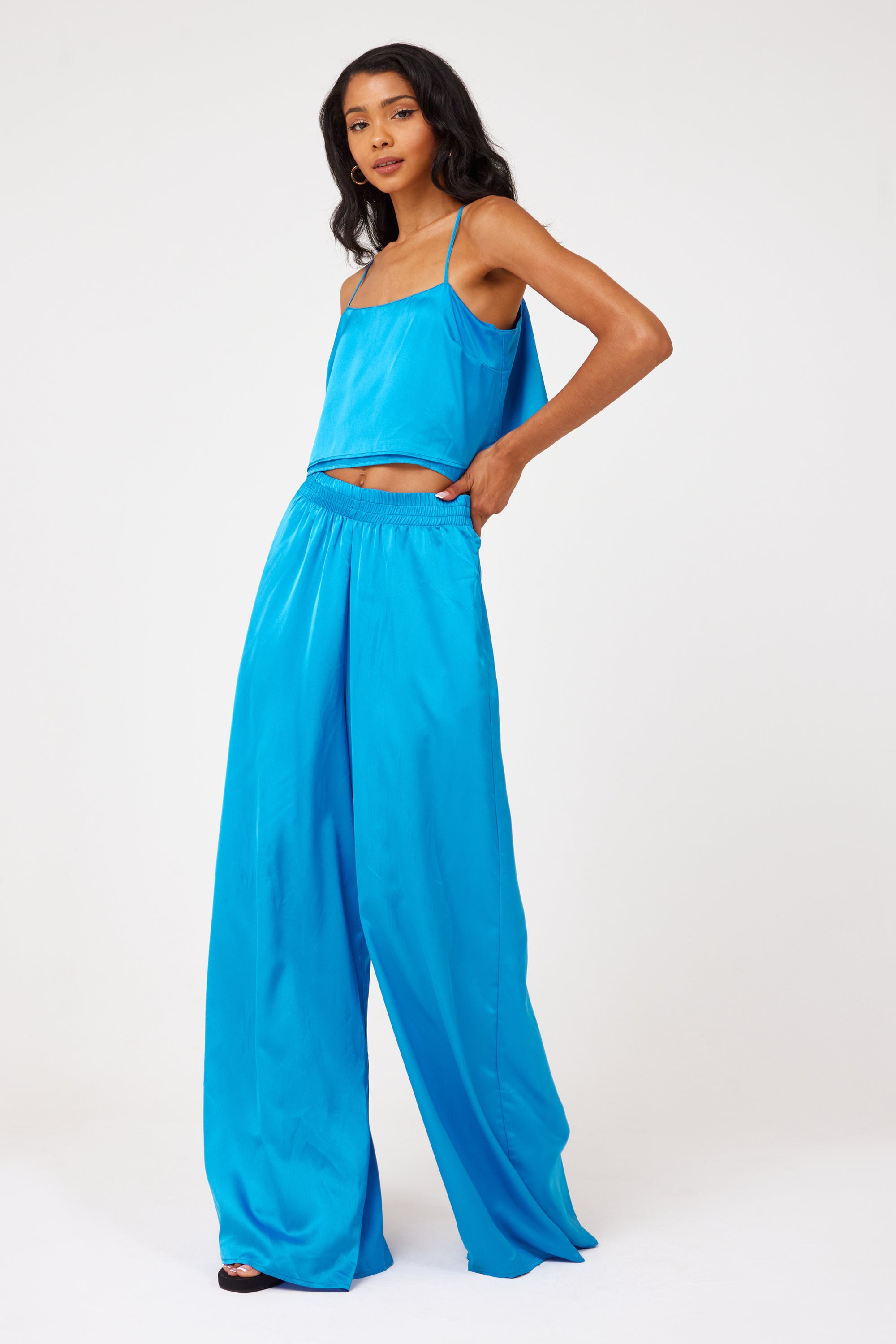 Irwin Pants Blue Luxe Satin