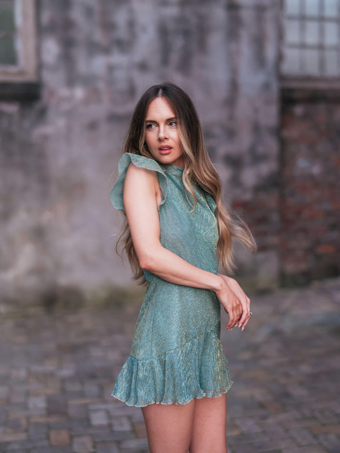 Mallissa Metallic Pleat Romper